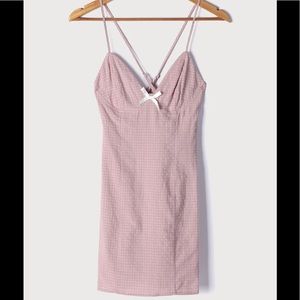 Mauve Pink Plaid Sleeveless Mini Dress